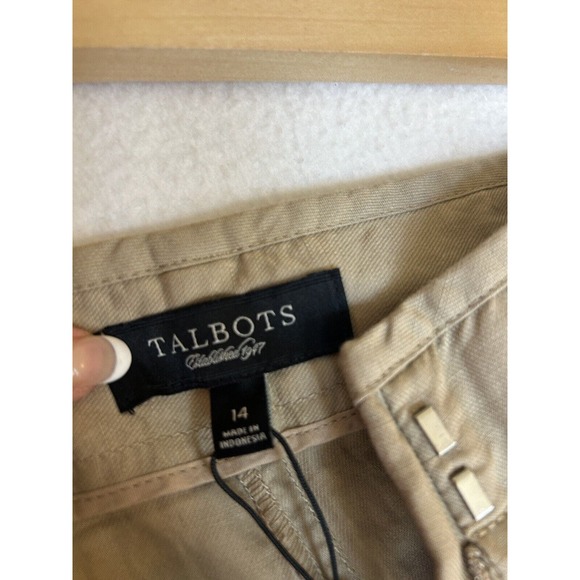 Talbots Pants NWT size 14 Khaki Heritage Flat Front Straight Leg linen blend - Picture 7 of 9